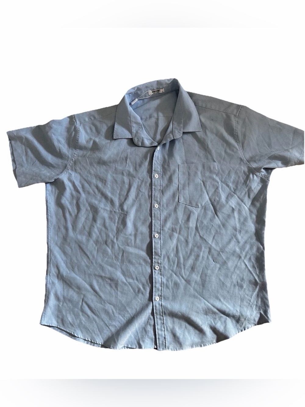 Coofandy Light Blue Men's short sleeve bottom down Shirt